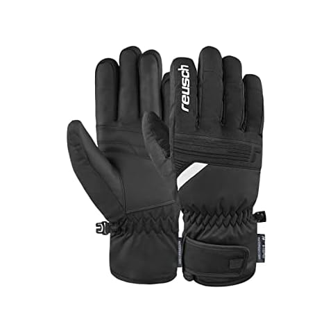 Reusch Men's Baldo R-tex Xt Waterproof Breathable Short End Comfortable Warm Ski Sports Snow Gloves Winter, Black/White, 7 (EU) Cover