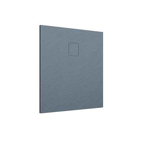 Piatto Doccia 80x80 cm Grigio Effetto Pietra Quadrato in SMC Riducibile Samos