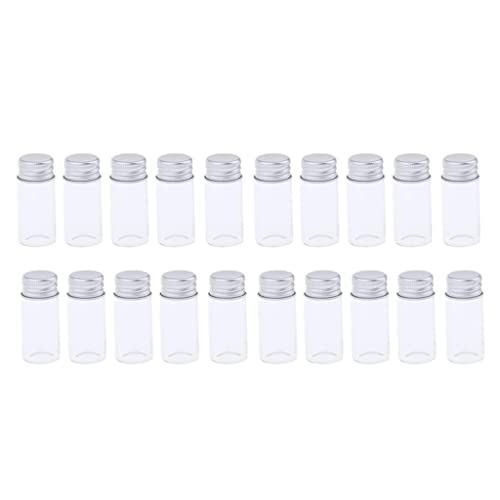 ローション&クリーム用の詰め替え可能なラウンドガラスジャー20個-完璧なトラベルサイズギフトセット-アロマセラピーエッセンシャルオイルストレージコンテナ-クリアガラス&アルミニウム-10ml