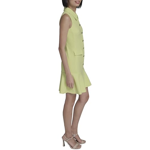 Image of Karl Lagerfeld Women's Sleeveless Collared Button Front A-line Mini Dress