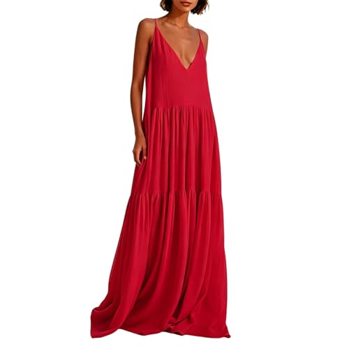 Robe d'été décontractée de plage - Tenue longue, ample et plissée pour vos vacances