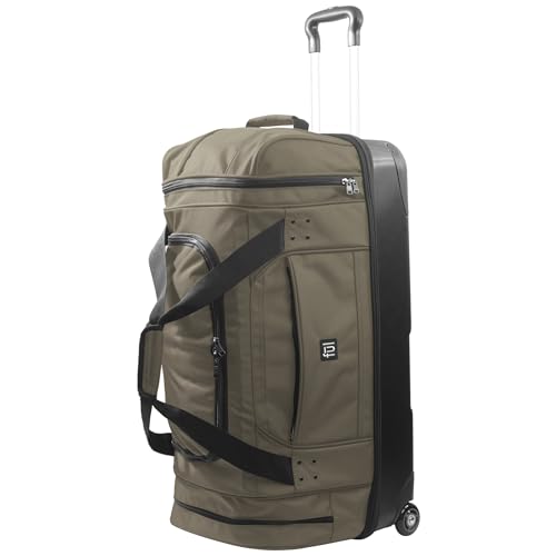 FUL Workhorse 30-Inch Rolling Duffel Bag, Split-Level Travel Luggage with Hardshell Base and Wheels, Khaki