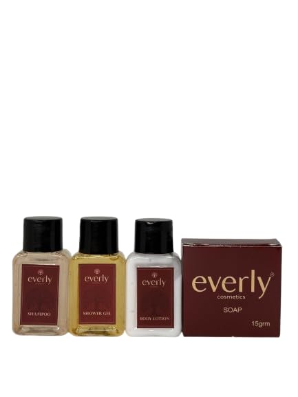 Mini Travel Kit [Shampoo-20ml,Shower Gel-20ml,Body Lotion-20ml,Bath Soap-15ml] Everly’s Hospitality Combo, a complete premium toiletry kit designed for hotels, resorts, homestays, serviced apartments, and luxury stays (4-in-1 Combo Set)75gm-picture-30
