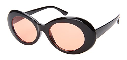 Edge I-Wear Retro Inspired Plastic Oval Sunglasses Clout Goggles with Solid Lens