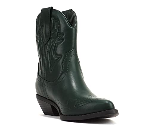 Image of Soda Women Cowgirl Cowboy Western Stitched Ankle Boots Pointed Toe Short Booties Rigging-S (Wide Fit Available)