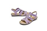 VJH confort Women's Flat Sandals with Rhinestone Open Toe Elastic Slip On Slingback Comfort Casual W