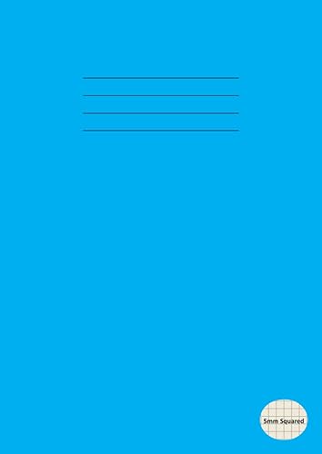 Dyslexia Tinted Exercise Books: A4 5mm Squared Paper Notebook, 100 Pages, Cream | Maths Exercise Book (0.5cm Grid Ruled Graph) for Children/Kids | ... Book for School, Home, Office, Work - Blue