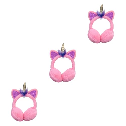 Orejeras de unicornio de peluche GALPADA rosa para mujer y niña pack de 3 piezas