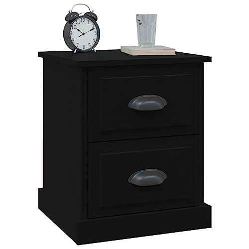 Table de chevet noire avec 2 tiroirs design table d'appoint - 5