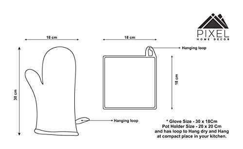 Pixel Home Organic Cotton Flower Print Oven Mitt and Pot Holder (Green Flower GPH)
