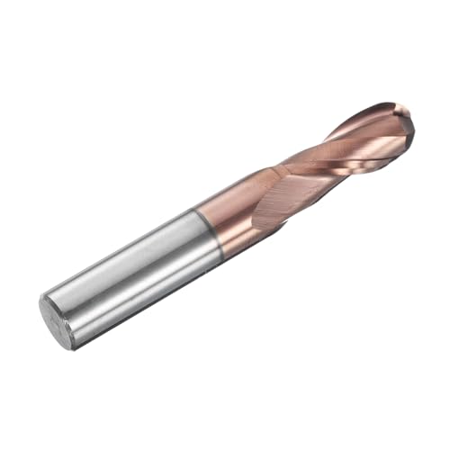 Image of HARFINGTON Ball Nose End Mill 2 Flute 23 /64 inch Diameter 3 /8 inch Shank Tungsten Carbide Uncoated Spiral CNC Router Bits 7 /8 inch Cutting Length Single End Ball for Carving Engraving Grinding