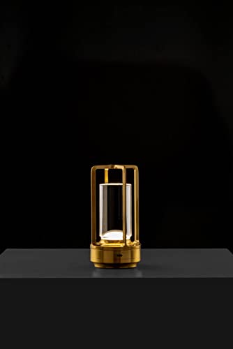 Image of ro:sha Rosha Lumos Wireless Plastic & Acrylic LED Table Lamps | Upto 8-10 Hrs 1800 mAh Rechargeable Batteries | Touch Dimmer Control | 3 Level Brightness (Gold)