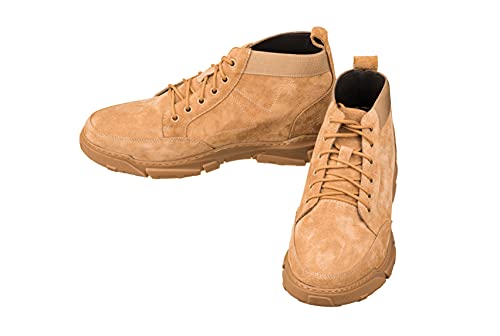 CALTO Men's Invisible Height Increasing Elevator Shoes - Nubuck Desert Tan Lace-up Work Boots - 2.9 Inches Taller - K50131- Size 6 D(M) US4