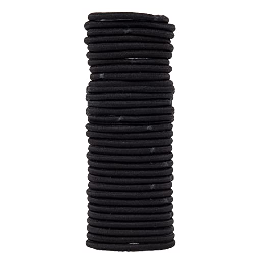 Image of Amazon Basics No Damage Elastic Hair Ties, Ponytail Holders for All Hair Types, Snag-Free, Strong Hold, Black 4 MM, 32 Count