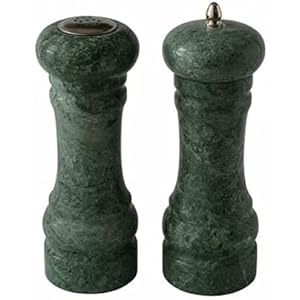 Set Sale e Macina Pepe in Marmo Verde Green Italian Marble Salt and Pepper 16cm