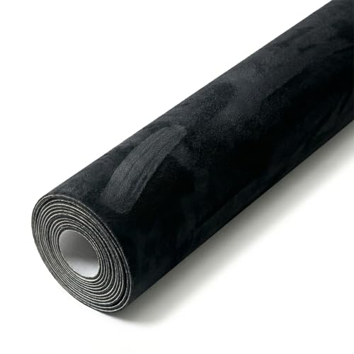 Hiksuky Premium Microfiber Suede Wrap 4059 (2 360 sq in) Oversized Self-Adhesive Faux Suede for Full Car Interior Dashboard Pillars & Console | Single-Sheet Coverage | Black