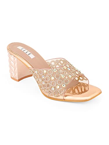ELLE Women's Embellished Block Heel Slip-On Sandals