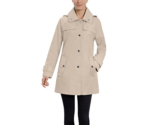 London Fog Women's Double Collar Raincoat, Stone, S