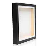 A3 1.5 Inch Extra Deep Wood 3D Deep Box Picture Frame Display Memory Box With White Mount For Medals Memorabilia Flowers etc