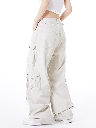 Image of Women's Baggy Cargo Pants Y2K Clothing Multi-Pocket Relaxed Fit Jeans Fairy Grunge Clothes Alt Emo Streetwear