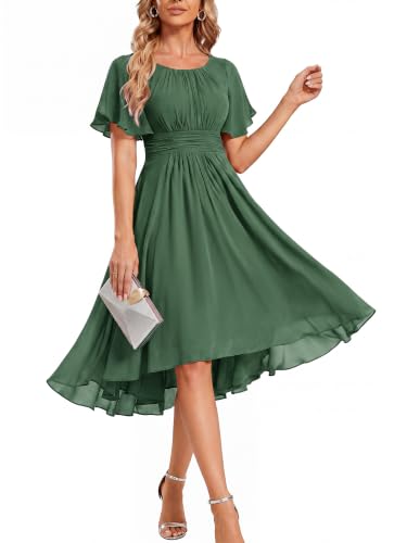 Image of Ever-Pretty Women's Chiffon Midi Wedding Guest Dress Cocktail Dresses