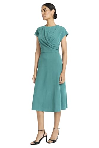 Image of Maggy London Women's Women's Cap Sleeve Wrap Bodice Midi Dress - Elegant A-line Work to Wedding Guest Dress