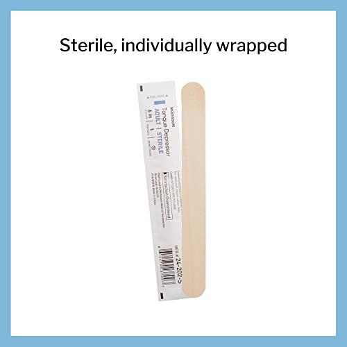 Mckesson Tongue Depressor, Sterile, Wooden, Individually Wrapped, Adult, 6 In, 100 Count #TOP2