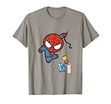Marvel Kawaii Spidey Iron Man & Cap In Action Chibi Shot T-Shirt