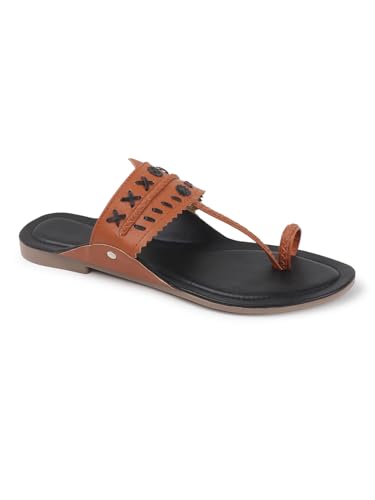 Image of SilverArrow womens Folk Bella Fashion Sandals|Kholapuri Style Flat With Open Back |Casual Wear
