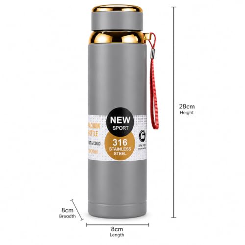 Image of 316 Stainless Steel Water Bottle 1 Litre | Hot & Cold | Durable & Leak-Proof | For Office, Home, Kids, School For Women Men | 1000ml water bottle | Slate Mist