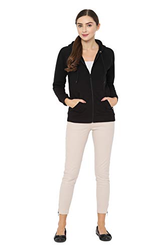 Image of Allen Solly Women's Synthetic Hooded Neck Sweatshirt | Long Seelves Regular Fit Zipper