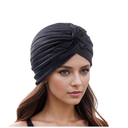 Fashion Stretchy Head Wrap - Plain Color All-Gender Cap for Daily Use- Soft Head Cover for Women, Men, Travel & Daily Wear (US, Alpha, One Size, Black)