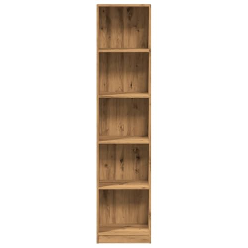 Librería Artisian Oak con amplios compartimentos estantería alta vertical 6