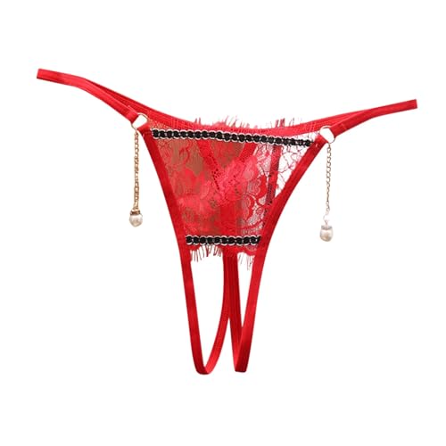 Sous-vêtements japonais sexy en dentelle transparente et perles à taille basse pour femme