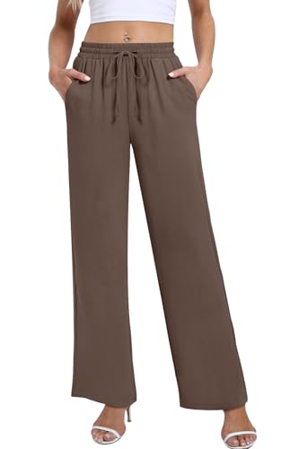 Yicro Womens High Waisted Wide Leg Pants with Pockets Casual