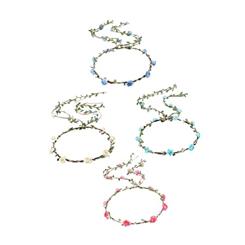 Beavorty 4pezzi Corona Di Fiori Per Capelli Circonchio Di Fiori Da Sposa Per Donna Fascia Per Capelli Floreale Circonchio