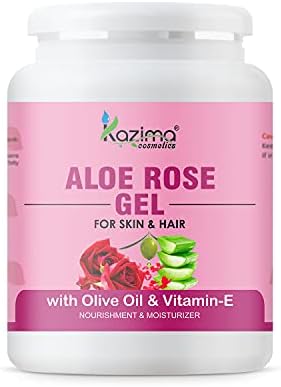 KAZIMA Aloe Rose Gel for Face and Body, 500gm | with Olive, Vitamin E and Pure Aloe Vera for Soothing, Hydrating, and Moisturizing | Aloe Rose Soothing Gel for Senstitive & Irritated Skin