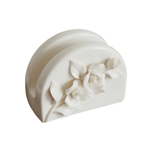 JBTBIHIG Servilletero para mesa, elegante servilletero de cerámica blanca, soporte de servilletas de papel de 500 g, perfecto para cocina y mesa de comedor, decoración y accesorios