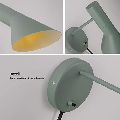 Optoking Modern Wall Light Fixture Metal Sconce Wall Lamp Vintage Wall Light Fixture Indoor Home Arm Swing Wall Lights E12 Holder (Wathet) #TOP2