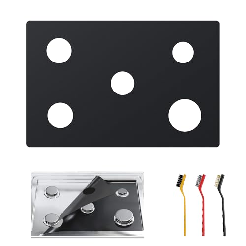 Stove Top Protector PLUS for Frigidaire Gas Range - 1 Pc 30Inch 5 Burner (Thicker Version) Reusable Splatter Guard Liner, Only Compatible with FFGF3054TS FFGF3054TB FFGF3054TW, 3 Free Cleaning Brushes