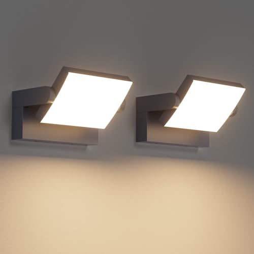 Klighten 2 Pcs 24W Outdoor Wall Light Waterproof IP65, Adjustable Aluminum LED Wall Lamp