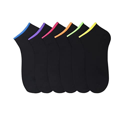 COUVER 6-PACK Baby Girls Boys Comfort Low Cut Socks, Spandex Socks, Black, 6-8