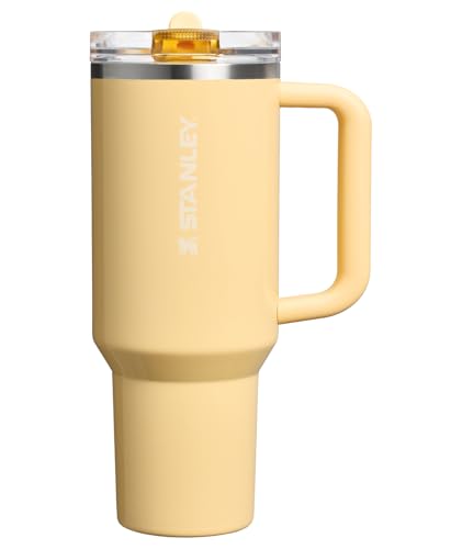 Stanley Quencher ProTour Flip Straw Tumbler with Leakproof Lid 40 oz | Built-In Straw and Handle | Cup Holder Compatible for Travel | Insulated Stainless Steel Cup | BPA-Free | Butter Gloss