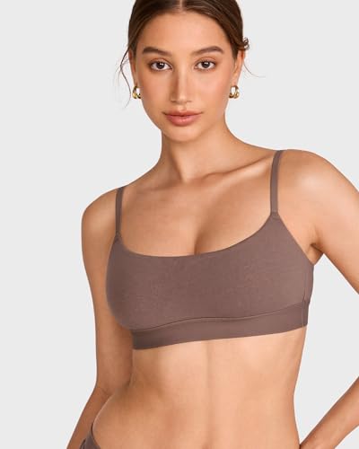 Image of INLYRIC Women's Cotton Bralette - Wireless Unlined Sleep Comfortable Seamless Cami Bra