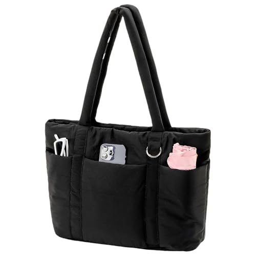 Herald Multi Pocket Tote Bag for Women, Large Puffy Shoulder Purse Handbag with Compartments for Travel,Work,GYM