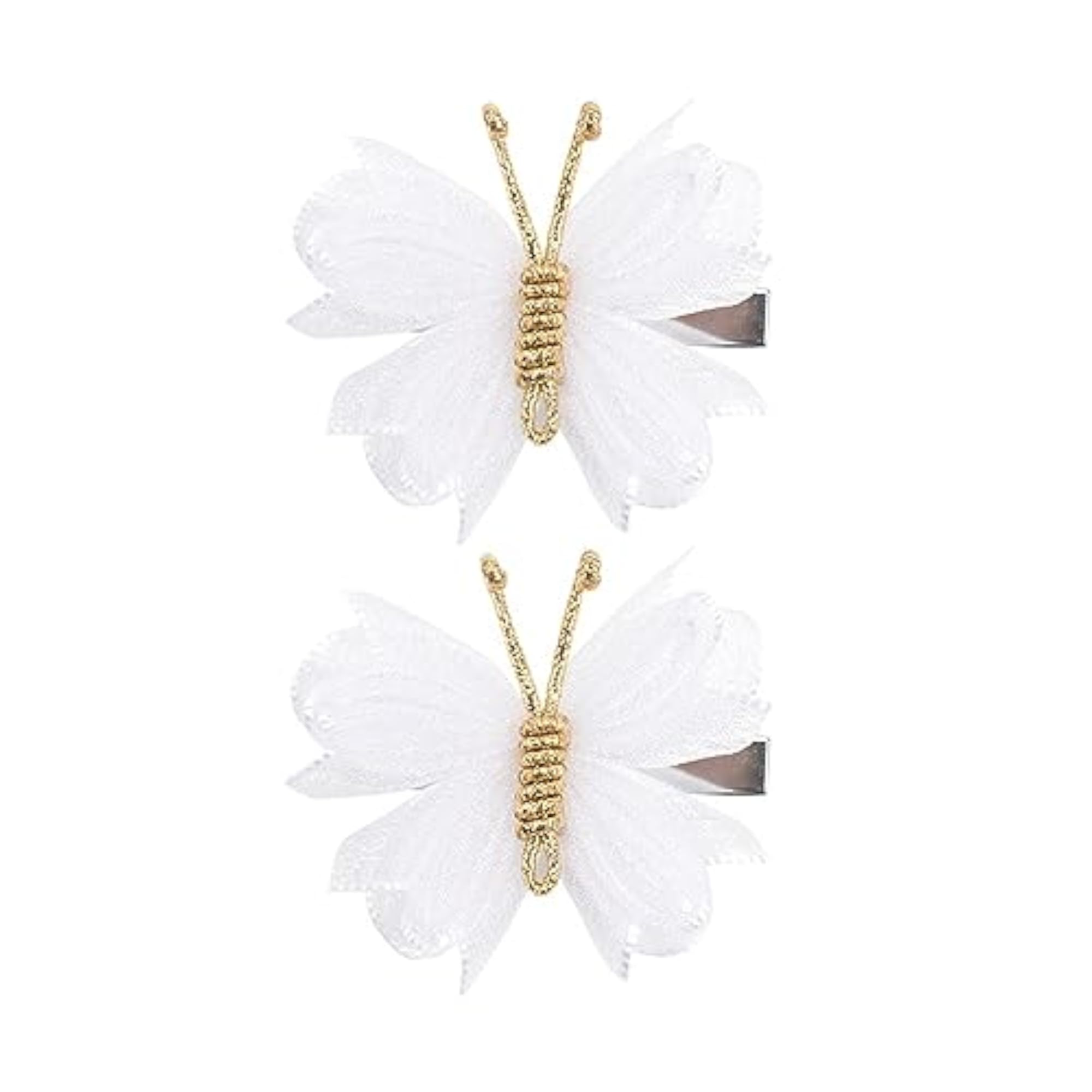 2Pcs Butterfly Hair Clips for Ponytail, Mesh White
