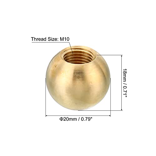 Image of PATIKIL M10x1 20mm Thread Lamp Finials Cap Knob, 2 Pack Brass Ball Lamp Decoration Screw Caps for Furniture Lighting Lamps