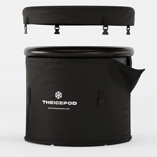 Image of The Pod Company Standard Ice Pod Complete Cold Plunge Bundle - 84-Gallon Portable Ice Bath with 36 XL Ice Trays, Insulated Lid & Cover, Water Jet, Maintenance & Cleaning Kit, Thermometer & Floor Mat