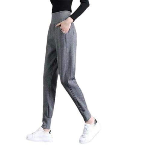 Pantalon de jogging chaud pour femme avec taille haute en peluche et coupe crayon extensible