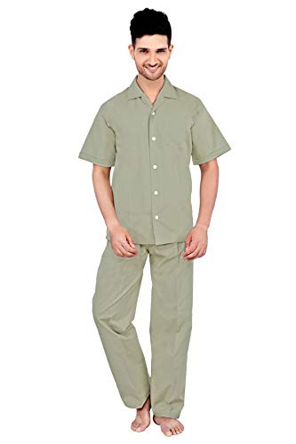 Image of Men's Cotton Plain /Solid Top and Pyjama Set Pack of 1